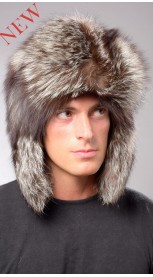 Russian style - Silver fox fur hat for men